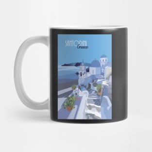 Santorini Greek Summer Holiday Illustration Mug